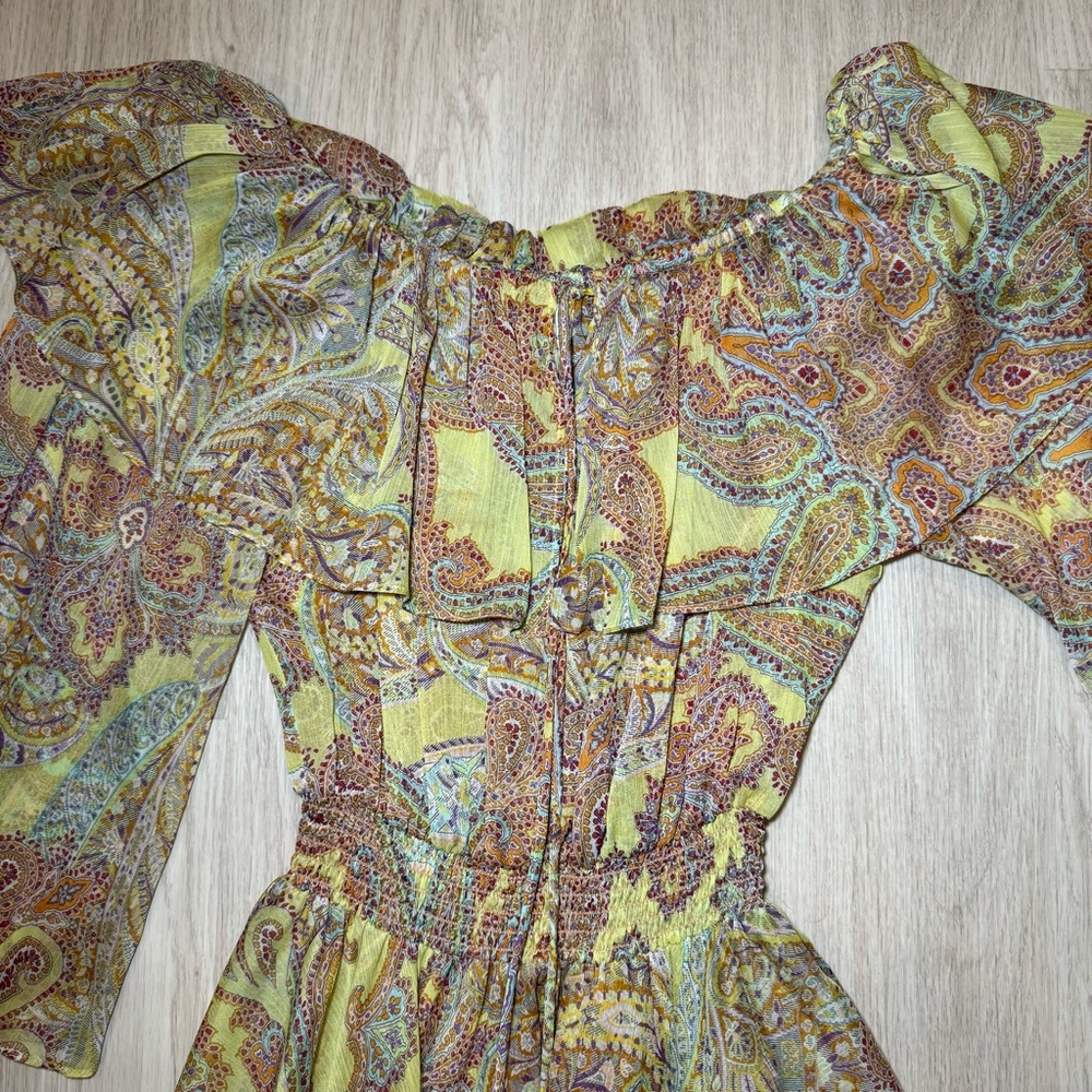 💛MISA Los Angeles💛Pamela Paisley Off Shoulder Long Sleeve Mini Dress - Picture 7 of 16
